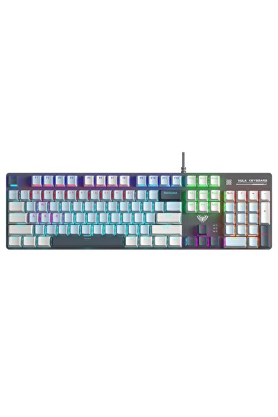 Aula S500 Blue Switch RGB Makrolu Kablolu Gaming Mekanik Oyuncu Klavyesi Mavi