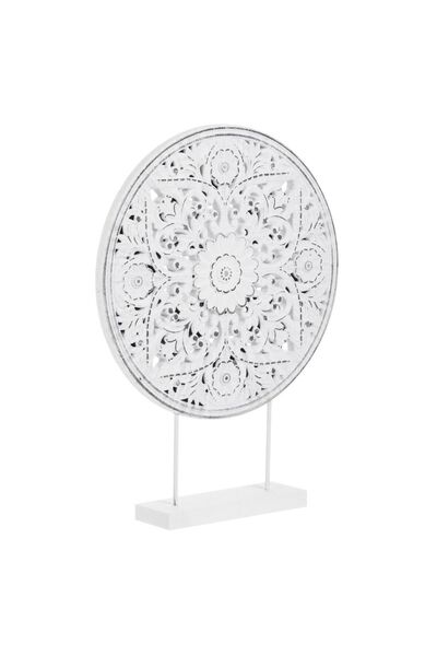 Zâna Casei Ξύλινο Διακοσμητικό Λευκό Λουλούδι Βουρτσισμένο Ø30x40cm