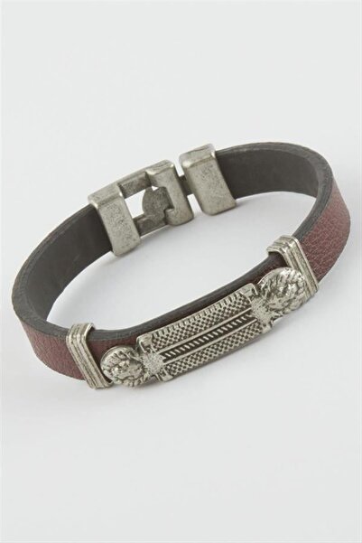 Generic Brand Aslan Faux Leather Bracelet - Burgundy