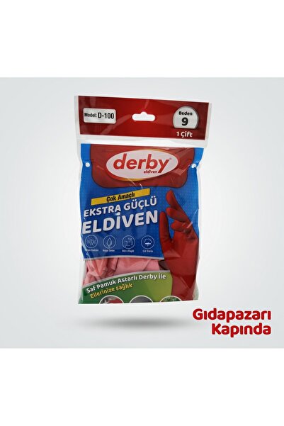 GIDAPAZARI Der. Çok Amaçlı Extra Güçlü Eldiven No:9 Pamuk Astarlı Temizlik El...