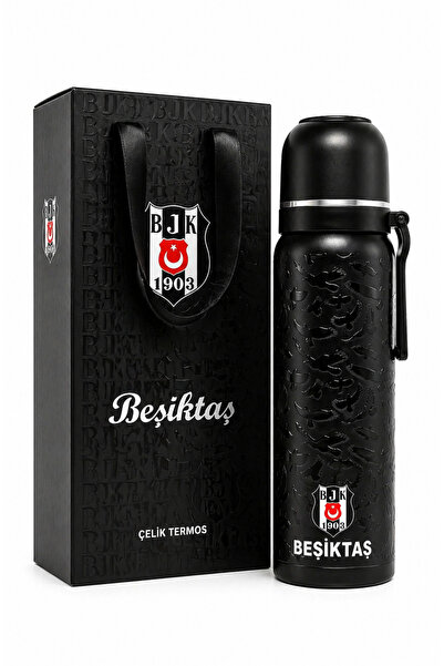 Beşiktaş 2626 Lisanslı 650ML YENİ SEZON Çelik Termos Bardaklı (SİYAH Renk) Öz...