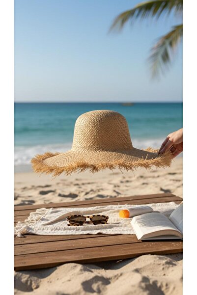 SOWACO Bohemian Fringe Straw Hat – Tassel Edge Wide Brim Beach Hat