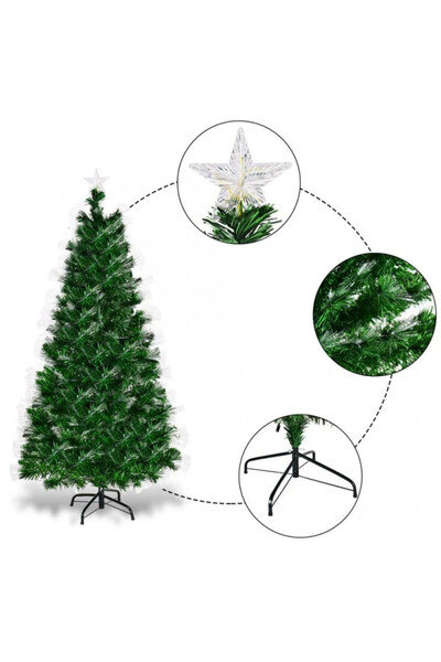 E-ANAMAG Πράσινο Τεχνητό Χριστουγεννιάτικο Δέντρο, 180 εκ. με Πολύχρωμες Οπτι...