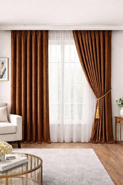 PERDEFONY Fon Perde 2 Adet Orta Pile Yükseklik Standart 250cm