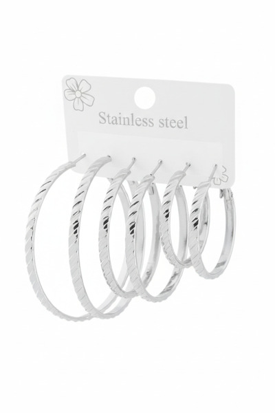 Bozhi Ring Stainless Steel Silver Special Gift Six Earrings