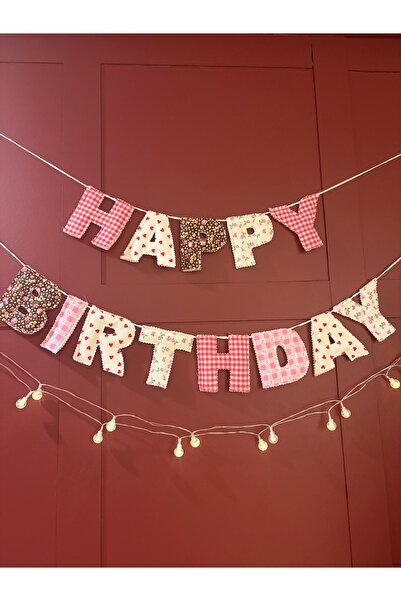 hibon Doğum Günü Süslemesi ‘Happy Birthday’ Elde Dikim Kutlama Banner-Çiçek