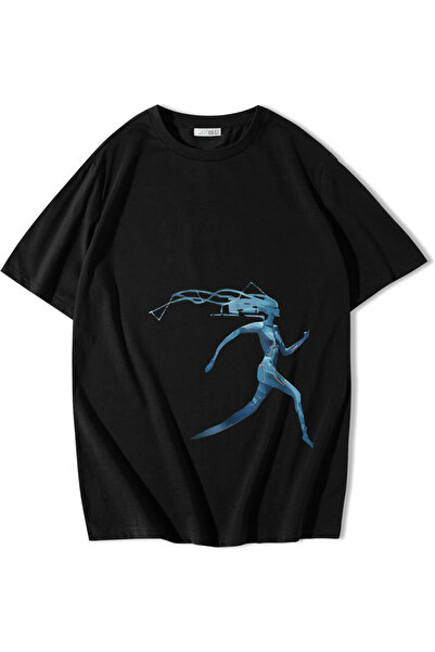 BRZ COLLECTION Tricou unisex oversize de alergare pentru femei, negru