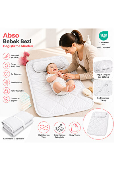 CARETEX ABSO Su Geçirmez Bebek Bezi Değiştirme Minderi – Yıkanabilir, Katlana...