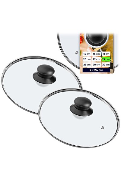 KADAX Capac de sticlă 24 cm, Set de 2 capace rezistente la căldură pentru oal...