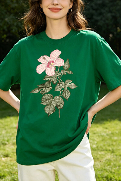 Fleck Womens T Shirts Floral Print Oversized Casual Style