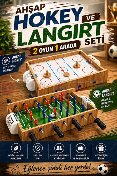 Doğan Oyuncak Dünyası Ahşap Hokey ve Ahşap Langırt Seti - Ahşap Oyuncak - Fut...