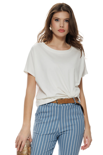 Fofy Tricou dama ivoire din bumbac premium croi lejer
