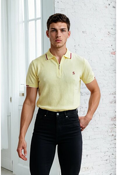 Sea Style Zippered Polo Neck Fit Knitwear T-Shirt