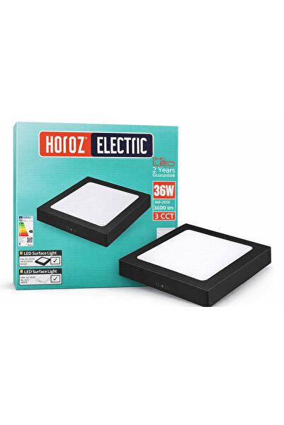 Horoz Electric Milena LED 36W – Μαύρο Τετράγωνο Φωτιστικό Οροφής, 3600lm, 3CC...