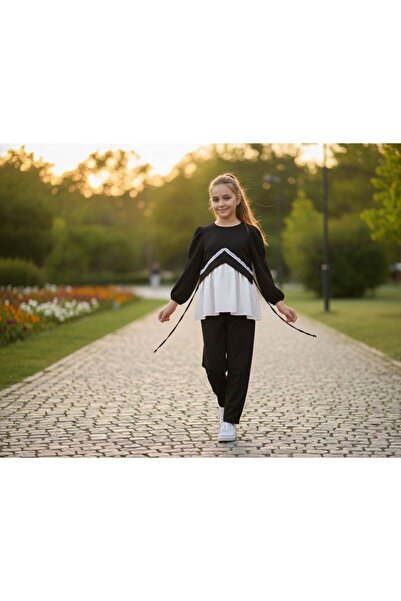 ASALEA Girl's Double Linen Set – Stylish Detailed Blouse & Comfortable Cut Pa...