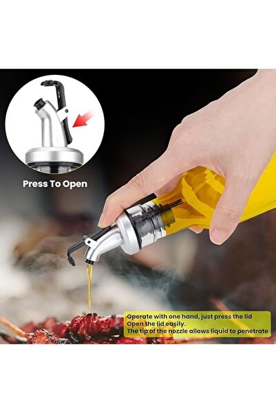LIVVY 2-Pack Glass Oil Dispenser Bottles with Pourer – Leak-Proof Kitchen Container
