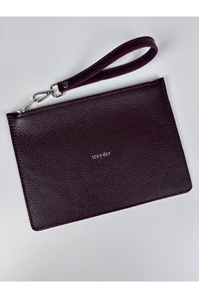 Hakiki Deri Clutch/Portföy Çanta Bordo