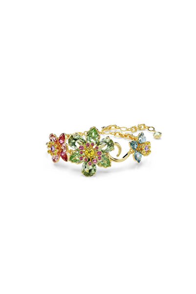 Swarovski Idyllia Bileklik Karişik Kesim Çiçek Çok Renkli Altin Rengi Kaplama