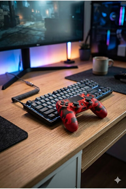 Maybax Kablosuz Oyun Kolu Bluetooth Gamepad PS4 PC Android iOS Uyumlu Titreşimli 6 Eksen Ergonomik Controller