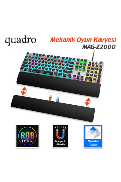 Universal لوحة مفاتيح الألعاب الميكانيكية QUADRO MAG Z2000 Q التركية USB RGB