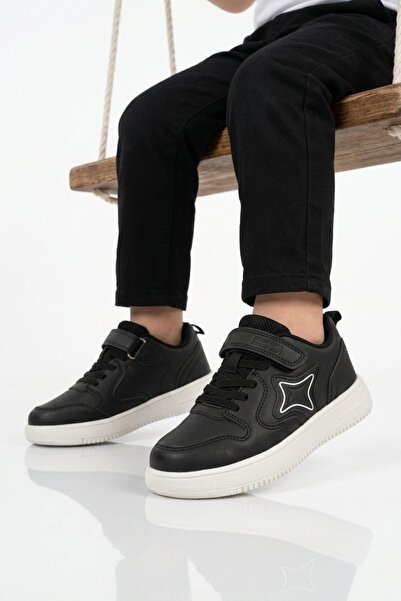 Cool Black Velcro Unisex Children's Sports Shoes