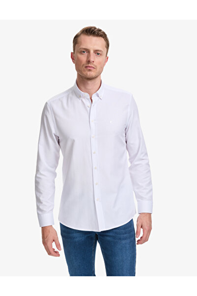 Pierre Cardin Beyaz Oxford Slim Fit Kolay Ütülenebilir Gömlek 50325365-VR013