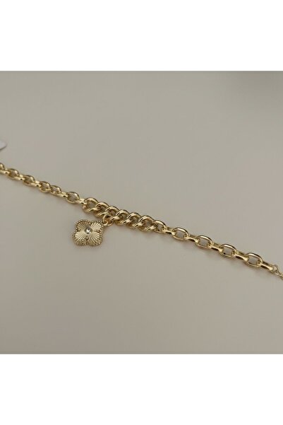Butik Gold Renk Yonca Figürlü Kadın Bileklik