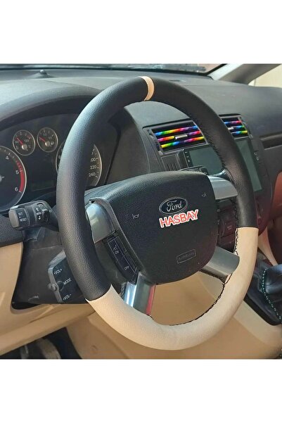 HASBAY DİKİŞLİ DİREKSİYON KILIFI SİYAH / BEJ / BEJ YÜZÜK SİYAH DİKİŞ F.ORD FO...