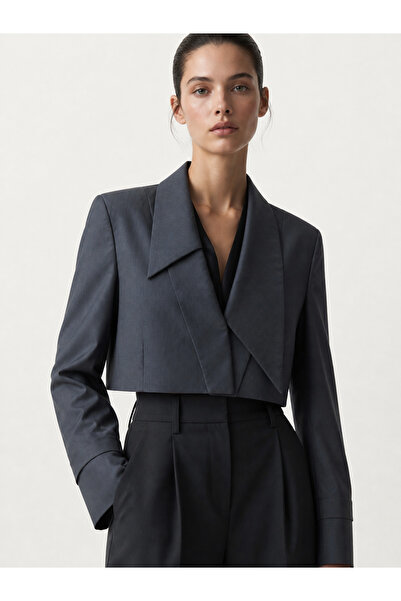 Stone antrasit crop ceket