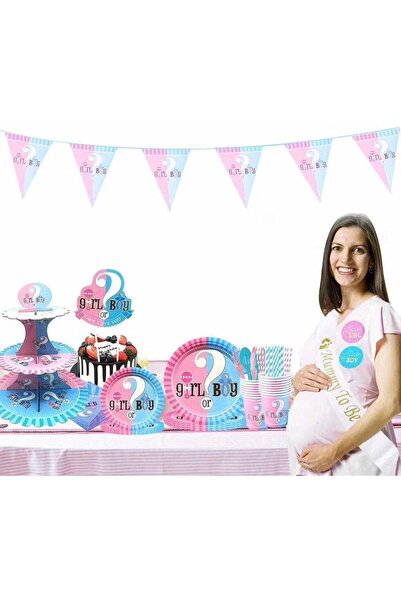 OEM Set 10 Farfurii Gender Reveal, Flippy, Girl or Boy, din Carton, 18 cm, Ro...