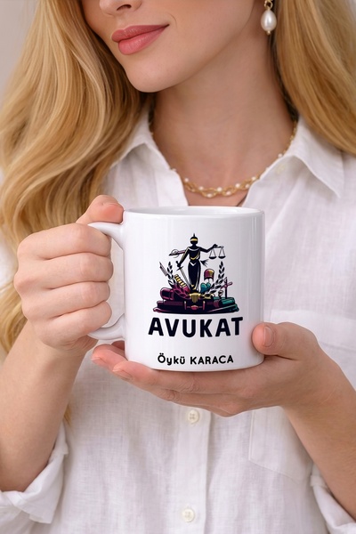 Kirbi Reklam Avukat Meslek Kişiye Özel Çift Taraflı Baskılı Porselen Kupa Bar...