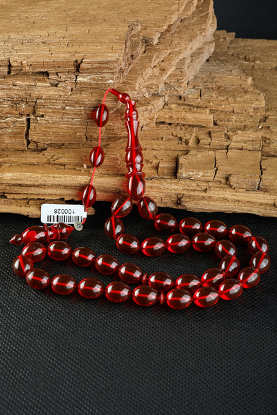 Tesbix 10x13 mm Beyzi Kırmızı Zar Kehribar Tesbih - Fatih Erbabacan Usta İmza...