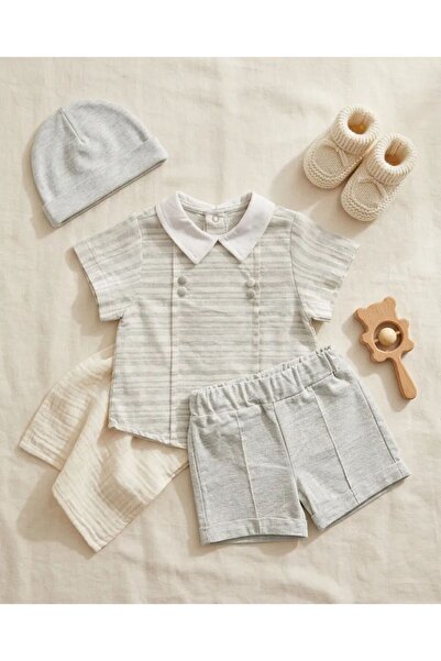 Tongs Baby Boy's 2-Piece Linen Set - Gray Shorts & T-Shirt