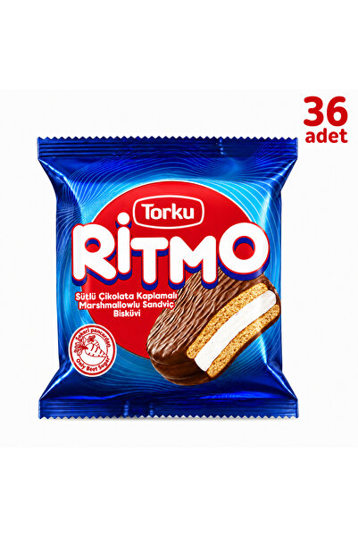 Torku Ritmo Sütlü Çikolata Kaplamalı Marshmallowlu Sandviç Bisküvi 36 Adet