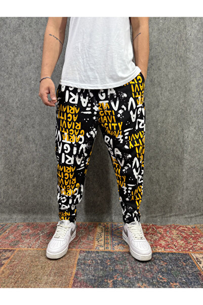 FıttingRoom Patterned Baggy Trousers with Elastic Waist