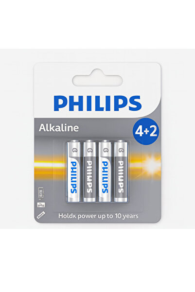 Philips AAA Alkalin Pil 6'lı Paket (4+2 Kampanyalı) – LR03 MICRO 1.5V