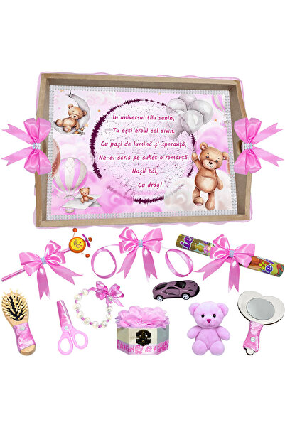 LoreBebe Set Tava Taiere Mot Fete, Tavita Mot, 11 Piese, Model Ursulet In Cer...