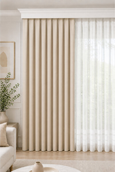 BURCIN HOME ستارة خلفية مطوية 1/3 بيج 100x250 سم (خيارات أطوال 260/270) ذات ج...