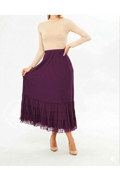 EYFERA Skirt with Lace Detail at the Hem and Elastic Waistband