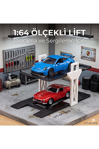 bgom 1:64 Ölçek Diaroma Araç Lifti (2 ARAÇLIK) - Siyah&beyaz - Araçlar Dahil ...