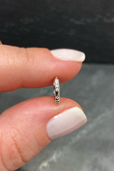 La femme by begum Gömülü Dört Mini Tektaş Silver Gümüş Halka Piercing,helix,t...