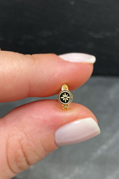 Taşsız Yuvarlak İçi Mini Yıldız Gold Gümüş Halka Piercing,helix,tragus, Kıkırdak Küpesi