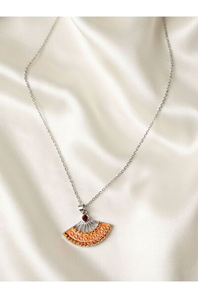 NUR TASARIM ATÖLYESİ Women's Steel Fan Model Silver Necklace