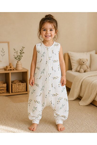 JUNİPERUS Yazlık Müslin Bebek Uyku Tulumu 0.5 TOG %100 Pamuk Kolsuz Tek Kat U...