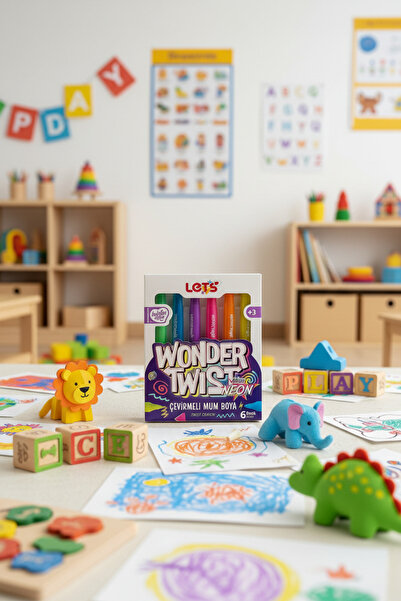Lets Wonder Twist Neon Mini Çevirmeli Mum Boya 6 Renk