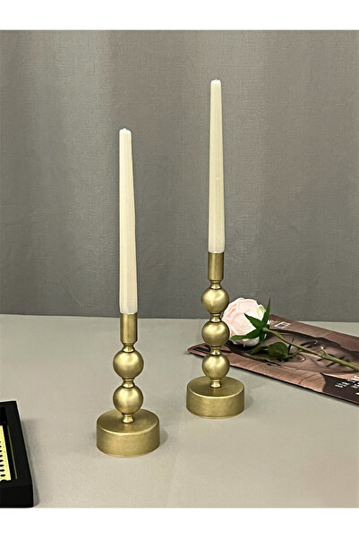 LUXAY HOME CAMPANA ESKİTME GOLD 2'Lİ ŞAMDAN & MUMLUK DEKORASYON SETİ
