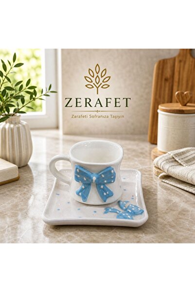 ZERAFET FİYONKLU TEKLİ KAHVE FİNCANI TAKIMI (MAVİ)