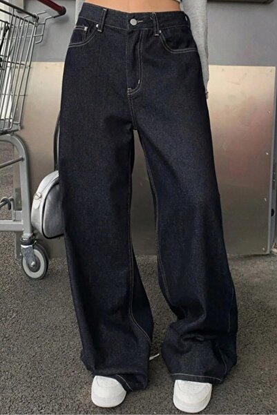 Genel Markalar Lacivert - Baggy Kot Pantolon