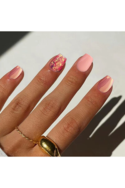 Armi Beauty 24'lü Takma Tırnak &Zararsız Yapıştırıcı Set Pembe Simli