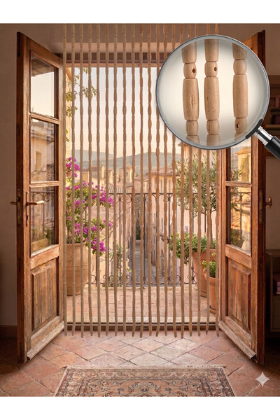 Heryerden El Yapımı Ahşap Boncuklu Kapı Perdesi Kapı Aksesuarı Balkon Kapısı ...